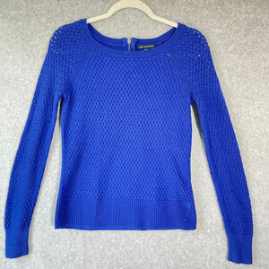 American Eagle Outfitters Y2K Blue Open-Knit Crew Neck Sweater Women’s M